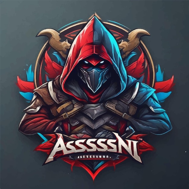 Desenho de logotipo de esport de mascote de assassino vetorial gratuito