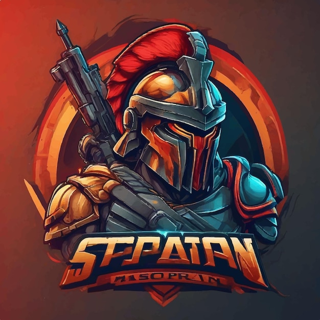 Desenho de logotipo de esport de vetor livre Spartan com arma mascote