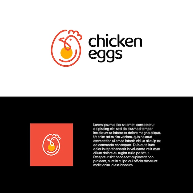 Desenho de logotipo de frango e ovo