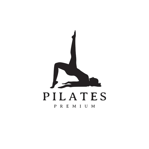 Desenho de logotipo de ginásio de silhueta de beleza Pilates 2