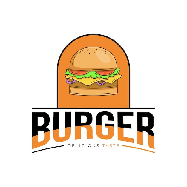 Desenho de logotipo de hambúrguer colorido conceito moderno isolado em cor sólida