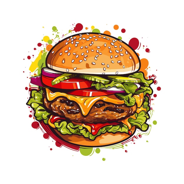 desenho de logotipo de hambúrguer desenho de linha vetorial logotipo