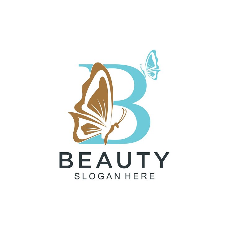 Vetor desenho de logotipo de ícone de letra b vetorial com elemento de beleza de estilo vetorial premium