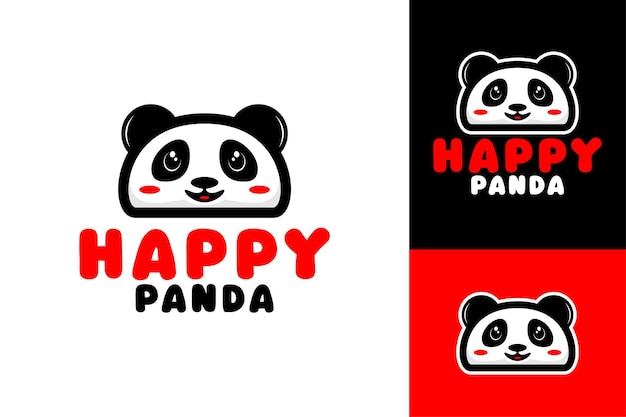 Desenho de logotipo de ilustração da mascote happy panda