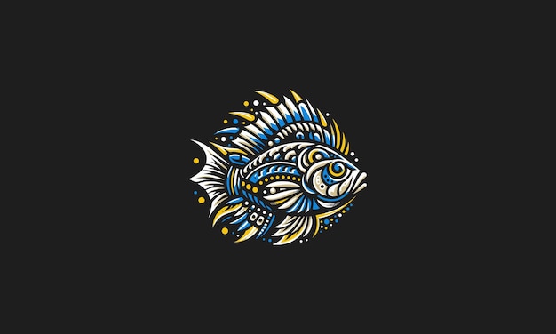 Vetor desenho de logotipo de ilustração de vetor de peixe colorido
