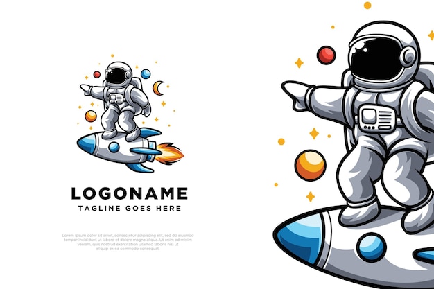 Desenho de logotipo de ilustração fofa de astronauta