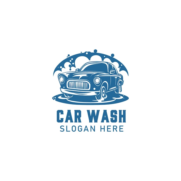 Desenho de logotipo de lavagem de carros desenhado à mão por vetor livre