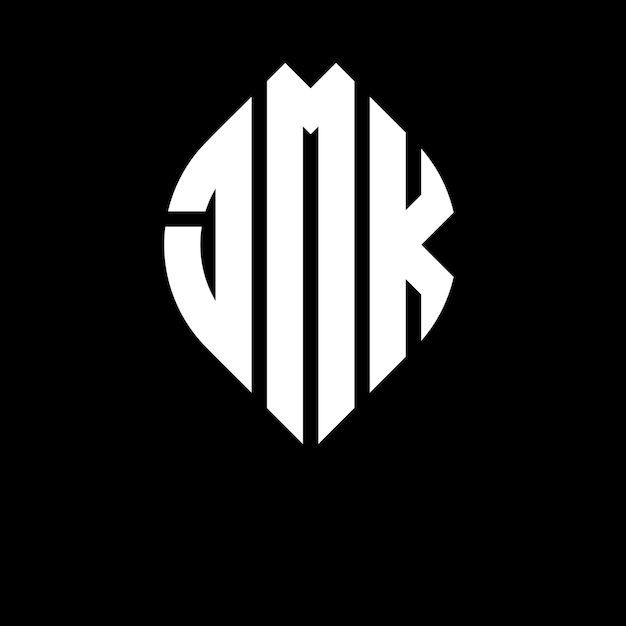 Desenho de logotipo de letra circular JMK com forma de círculo e elipse JMK letras elipse com estilo tipográfico As três iniciais formam um logotipo de círculo JMK círculo emblema monograma abstrato letra marca vetor