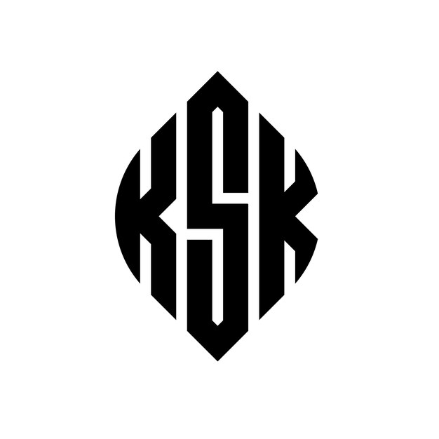 Vetor desenho de logotipo de letra de círculo ksk com forma de círculo e elipse letras de elipse ksk com estilo tipográfico as três iniciais formam um logotipo de círculo