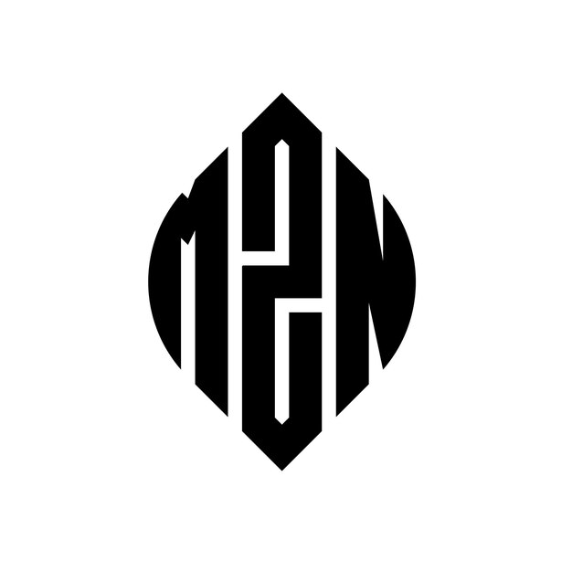 Vetor desenho de logotipo de letra de círculo mzn com forma de círculo e elipse mzn letras de elipse com estilo tipográfico as três iniciais formam um logotipo de círcolo mzn emblema de círculo abstracto monograma carta marca vector