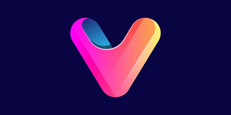 Vetor desenho de logotipo de letra gradiente 3d v