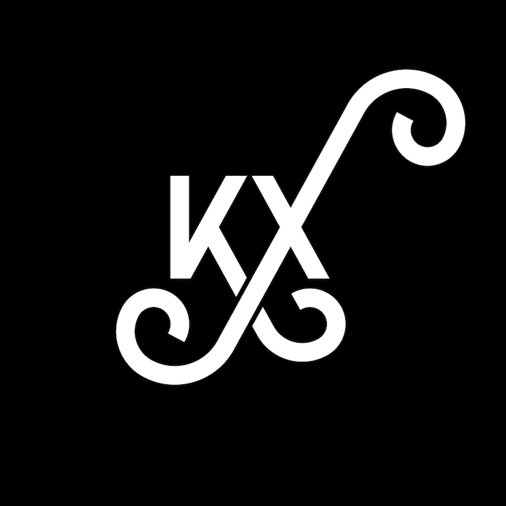 Vetor desenho de logotipo de letra kx em fundo preto kx iniciais criativas conceito de logotipo da letra kx design de letra kx design de letra branca em fundo preto