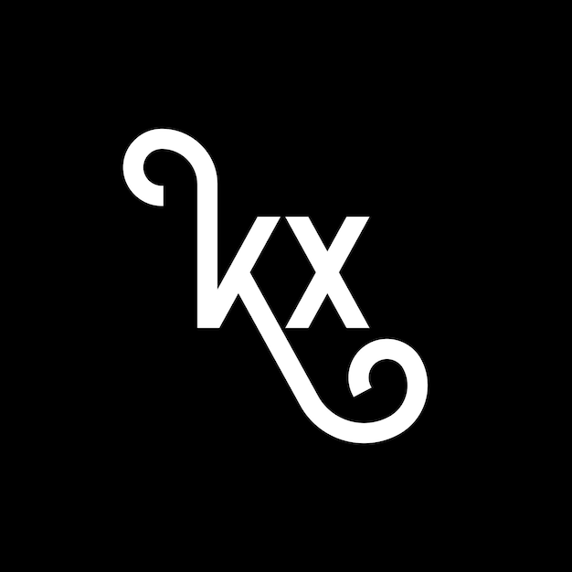 Vetor desenho de logotipo de letra kx em fundo preto kx iniciais criativas conceito de logotipo da letra kx design de letra kx design de letra branca em fundo preto