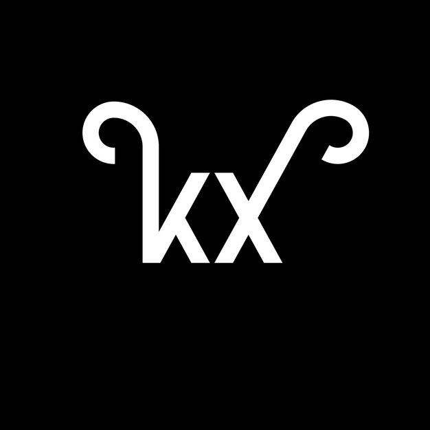 Vetor desenho de logotipo de letra kx em fundo preto kx iniciais criativas conceito de logotipo da letra kx design de letra kx design de letra branca em fundo preto