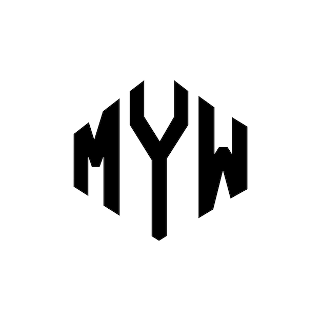 Vetor desenho de logotipo de letra myw com forma de polígono myw polígono e forma de cubo desenho de logótipo myw hexágono modelo de logotipo vetorial cores brancas e pretas myw monograma de negócios e logótipo imobiliário