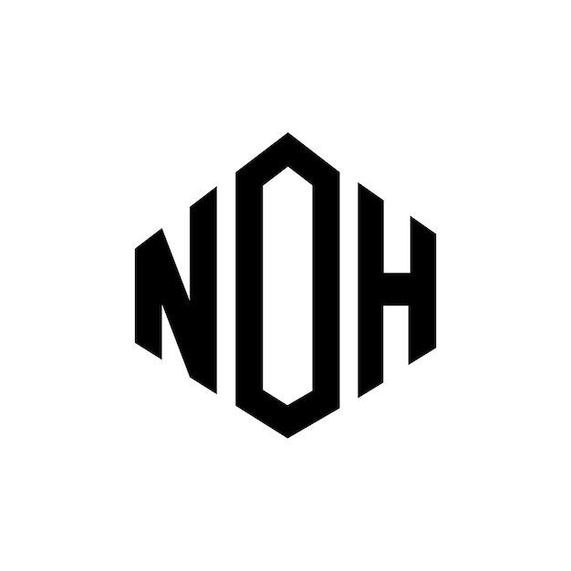 Vetor desenho de logotipo de letra noh com forma de polígono noh polígono e forma de cubo design de logotipo noh hexágono modelo de logotipo vetorial cores brancas e pretas noh monograma logotipo de negócios e imóveis