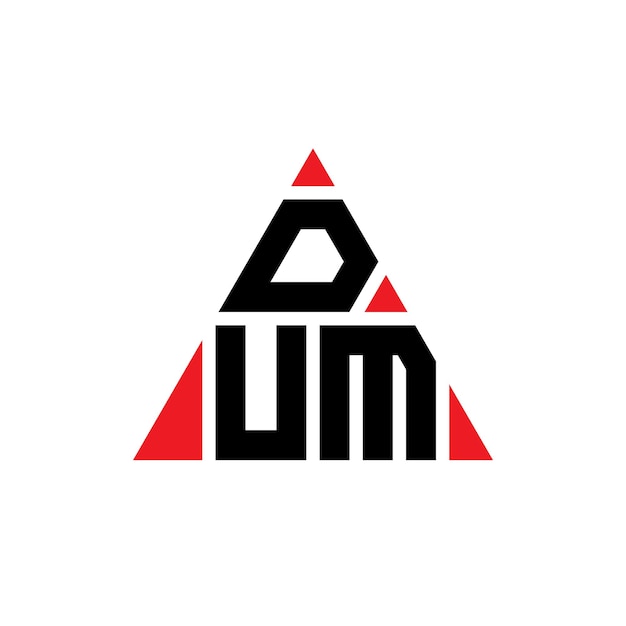 Vetor desenho de logotipo de letra triangular dum com forma de triângulo dum design de logotipo triangular monograma dum modelo de logotipo vetorial triangular com cor vermelha dum logotipagem triangular simples elegante e luxuosa