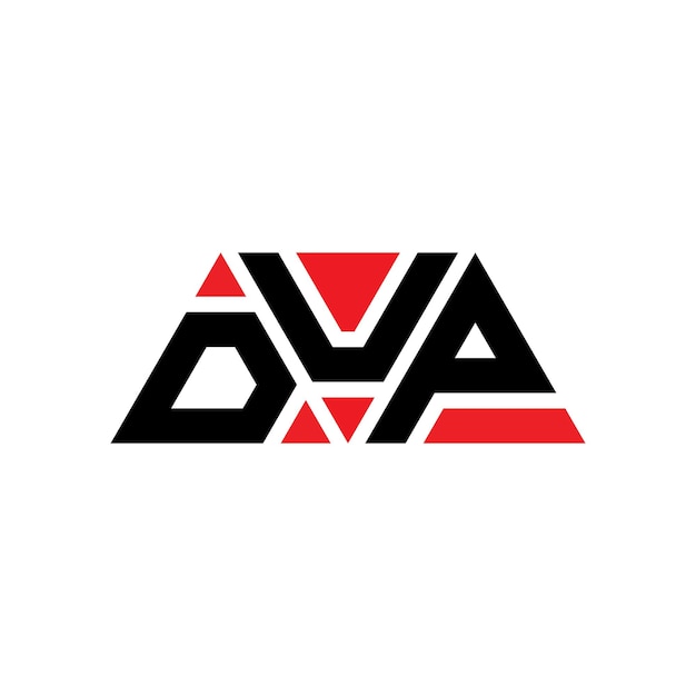 Desenho de logotipo de letra triangular DUP com forma de triângulo DUP design de logotipo triangular monograma DUP modelo de logotipo vetorial triangular com cor vermelha DUP logotipo triangle simples elegante e luxuoso Logotipo DUP