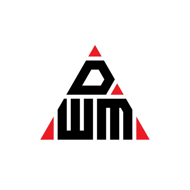Desenho de logotipo de letra triangular DWM com forma de triângulo DWM design de logotipo triangular monograma DWM modelo de logotipo vetorial triangular com cor vermelha DWM logotipo triangle simples elegante e luxuoso
