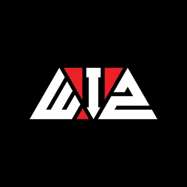 Vetor desenho de logotipo de letra triangular wiz com forma de triângulo desenho do logotipo de triángulo wiz monograma wiz triângulo vetor modelo de logotipo com cor vermelha wiz logotipo triangular simples elegante e luxuoso logotipo wiz