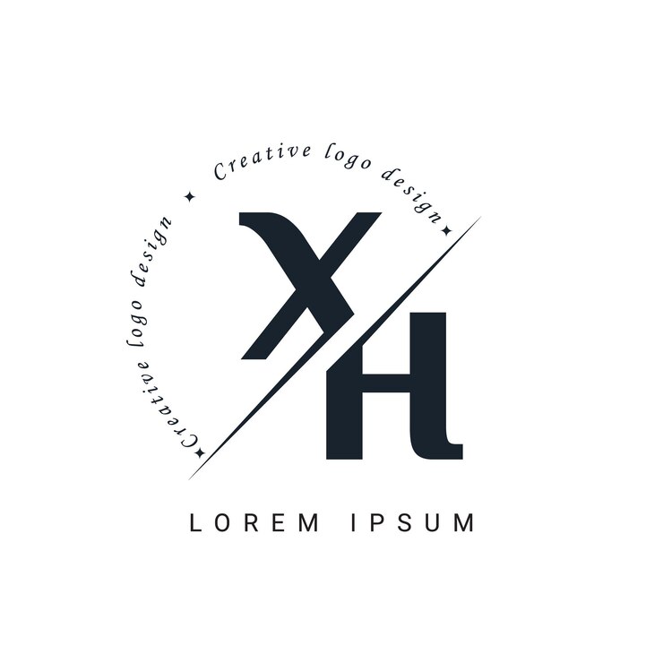 Vetor desenho de logotipo de letra xh com um corte criativo desenho criativo de logotipo