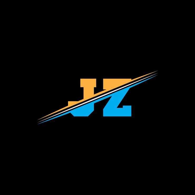 Vetor desenho de logotipo de letras geométricas modernas jz com cores laranja e azul