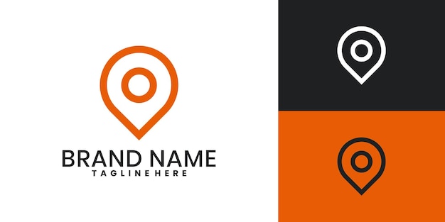 Desenho de logotipo de localização símbolo de pin combinado com sinal de círculo