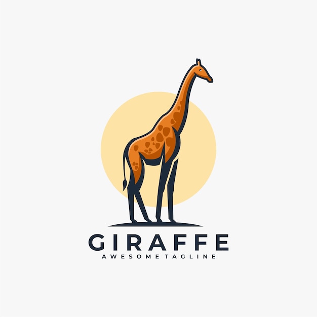 Desenho de logotipo de mascote girafa vetorial cor plana