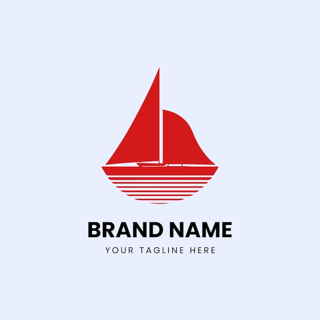 Desenho de logotipo de navio de barco mínimo plano