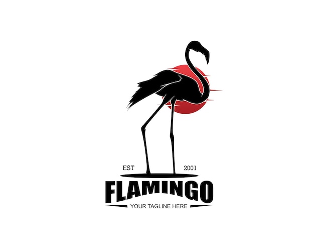 Vetor desenho de logotipo de silhueta de pássaro flamingo