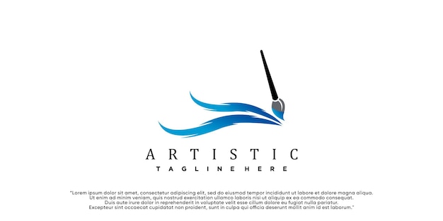 Desenho de logotipo em aquarela de ícone de pincel e paleta