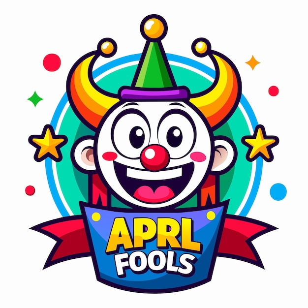 Vetor desenho de logotipo engraçado de april fool