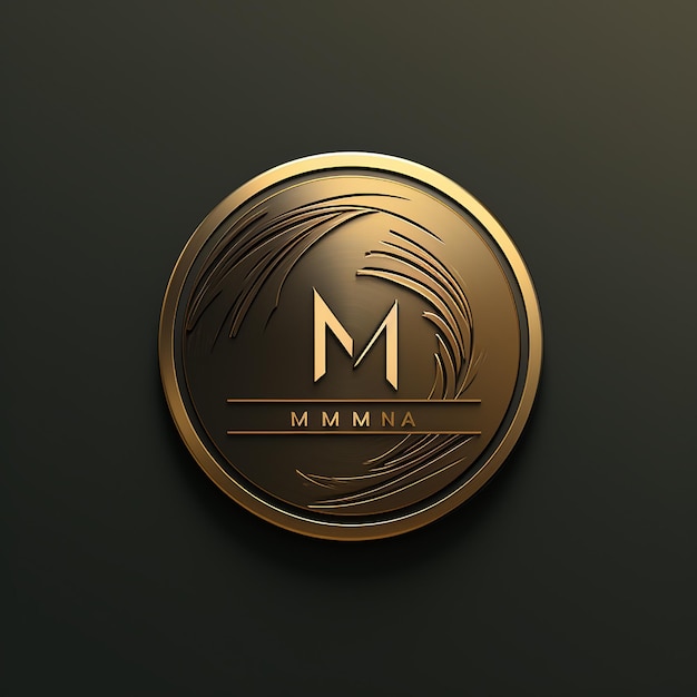 Vetor desenho de logotipo minimalista mmm de bronze