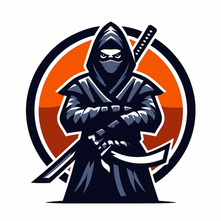 Vetor desenho de logotipo ninja detalhado por vetor