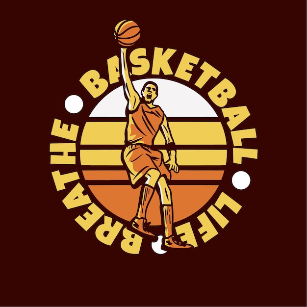 t-shirt design slogan tipografia jogue bem, ganhe o jogo com o jogador de  basquete fazendo slam dunk ilustração vintage 4494370 Vetor no Vecteezy