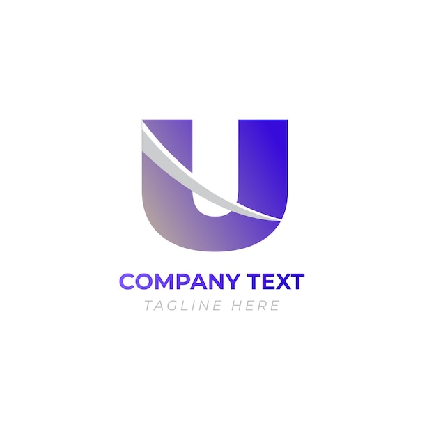 Desenho de logotipo Purple Gradient U letter minimal com Silver Streak para negócios