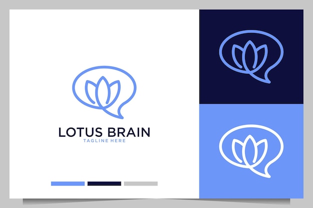 Desenho de logotipo simples da linha do cérebro de lótus