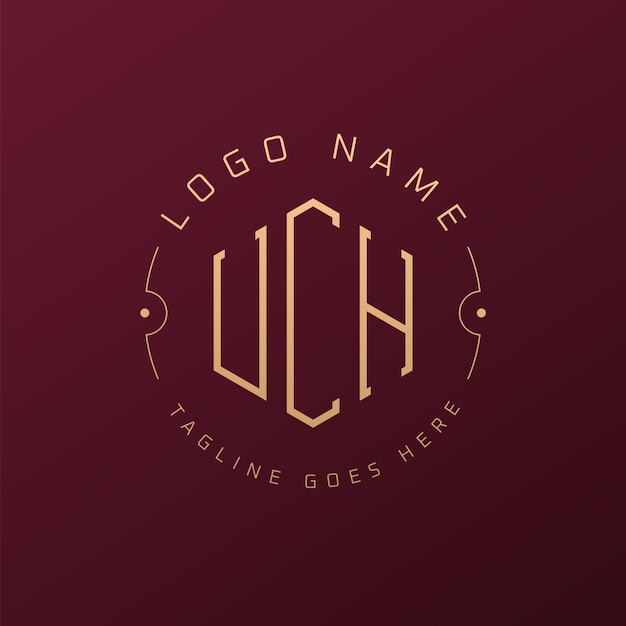 Desenho de logotipo UCH de luxo Letra elegante UCH Monograma Logotipo minimalista Polígono Modelo de design de logótipo UCH