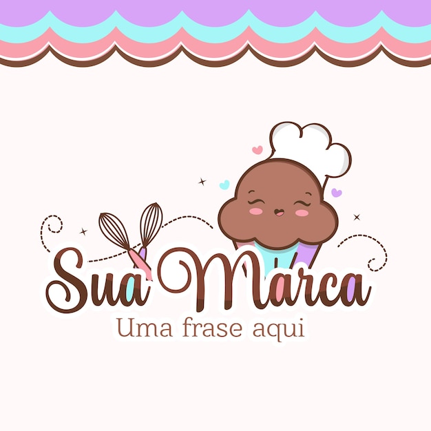 Desenho de logotipo vector de cupcake bonito.