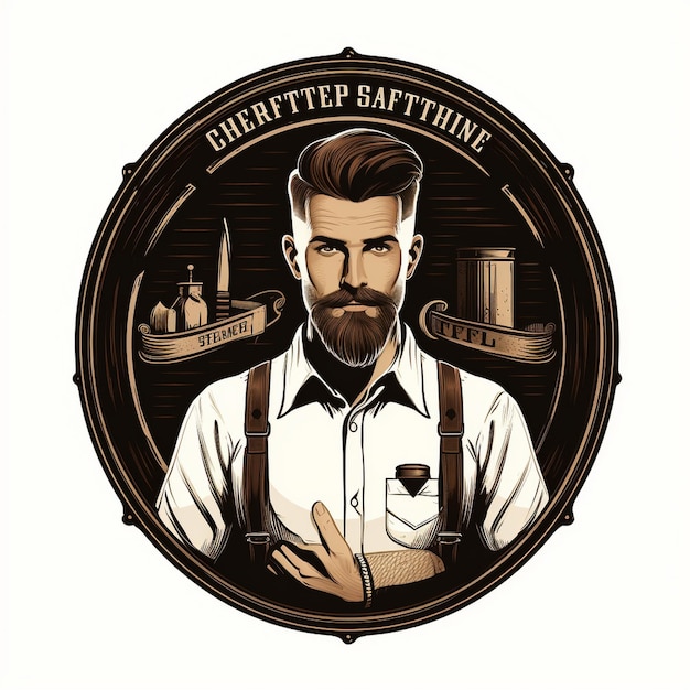 Desenho de logotipo vetorial de barbearia