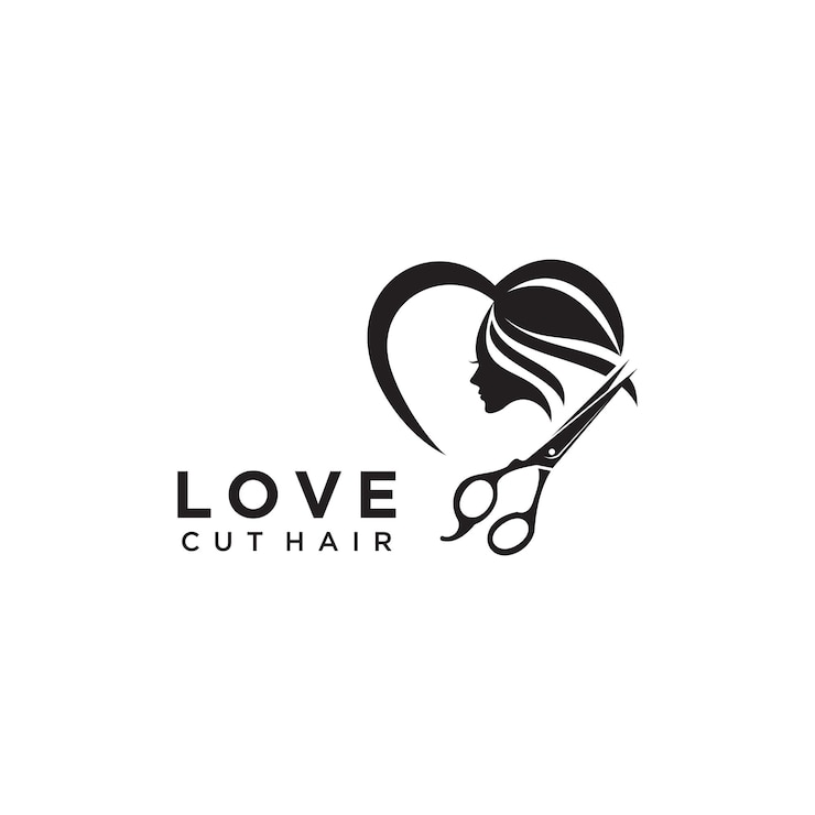 Desenho de logotipo vetorial de ícone de corte de cabelo com conceito criativo Premium Vector