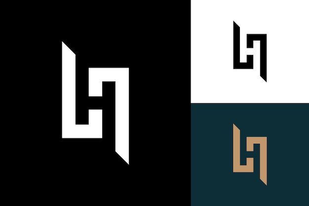 desenho de logotipo vetorial de monograma de letra h