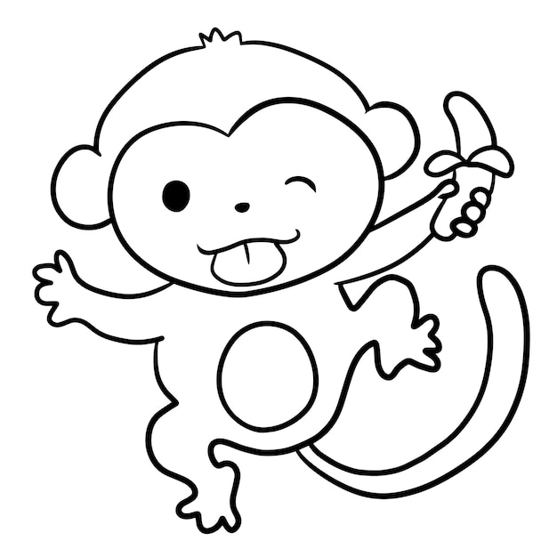 Macaco fácil sorrindo para colorir