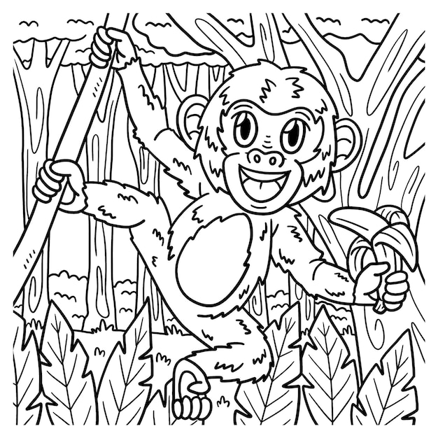 Desenho de macaco animal para colorir para crianças