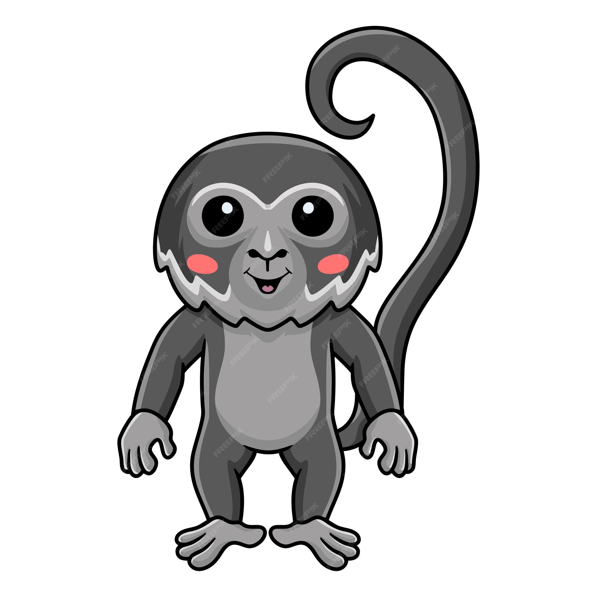 Desenho de macaco-aranha preto bonito em pé