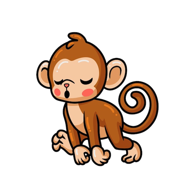 Desenho de macaco bebê fofo e cansado