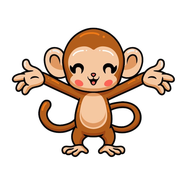 Bonito Bebê Macaco Desenho Animado Posando Royalty Free SVG