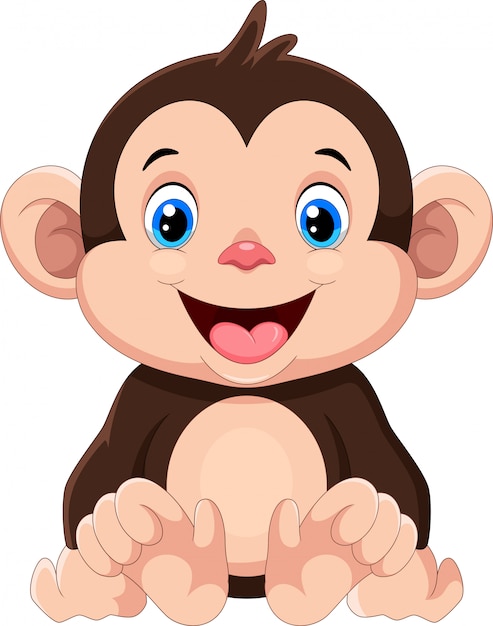 Bonito Bebê Macaco Desenho Animado Posando Royalty Free SVG