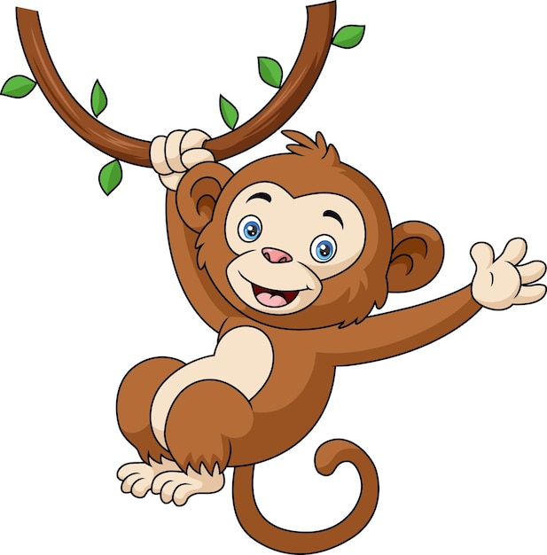 desenho de macaco bonito pendurado - Stockphoto #9066982