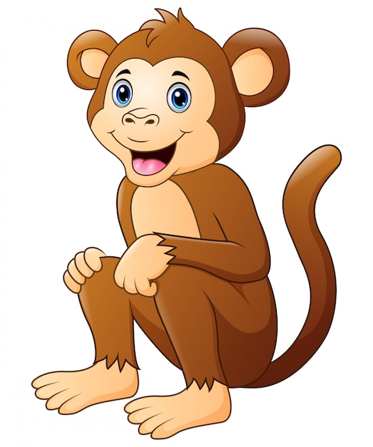 macaco bonito sentado ilustração de ícone de vetor dos desenhos animados.  12813802 Vetor no Vecteezy